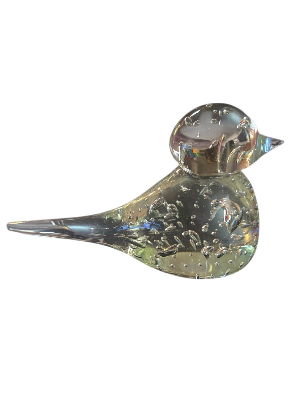 Glass Bird Figurine - Clear Bubble Accent